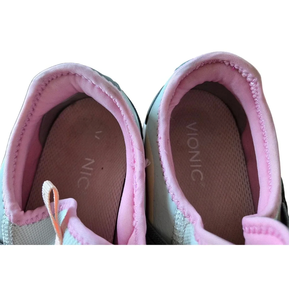Vionic Vayda Womens 9 Wide Pink Grey Slip On Walking Sneakers Orthotic Shoes